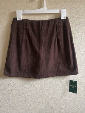 HALARA Chocolate Brown Corduroy Mini Skirt